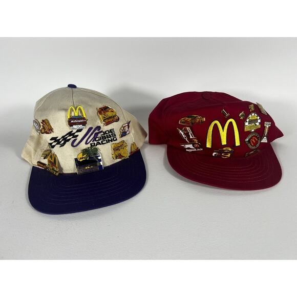 Vntg 1990’s McDonald’s NASCAR Gibbs Racing NHRA Hat W/ 24 Pins Elliott Yates - Picture 1 of 16
